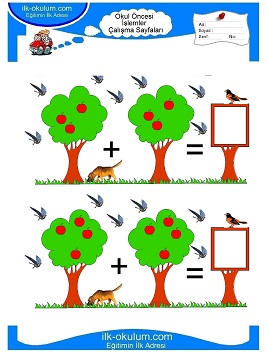 Çocuklar İçin toplam işlemi yaprak testleri 